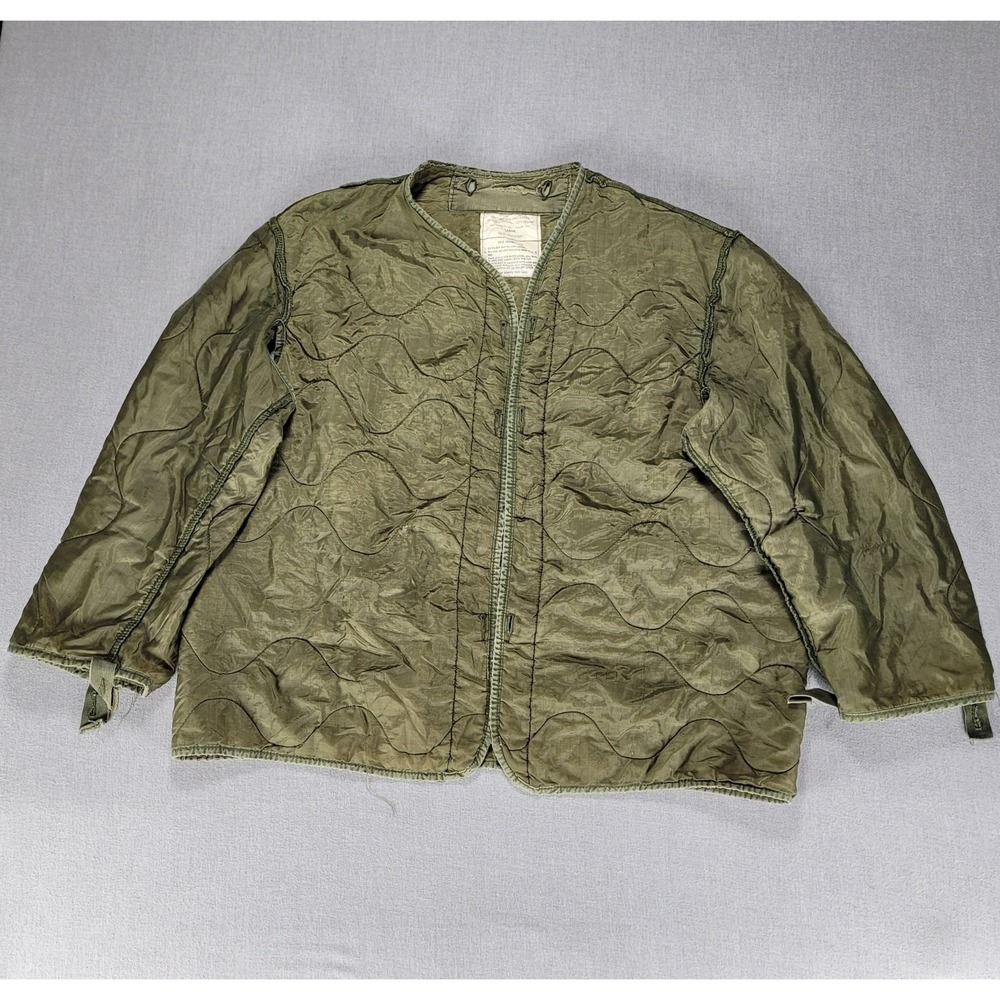 Vintage US Army Jacket Liner Large Cold Weather Olive Green Quilting